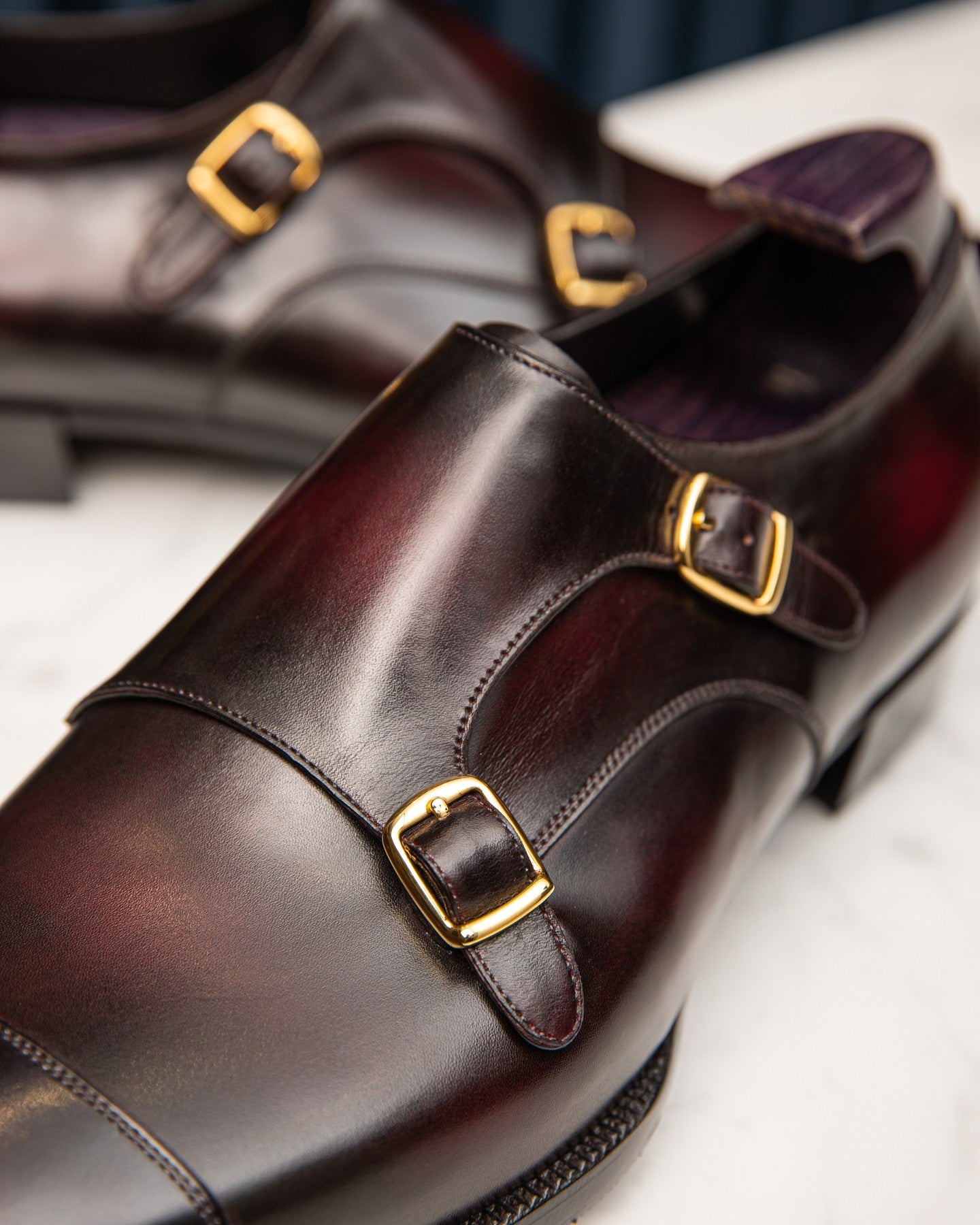 Tan and Brown Leather Classic Crusaders Castle Monk Straps Shoes