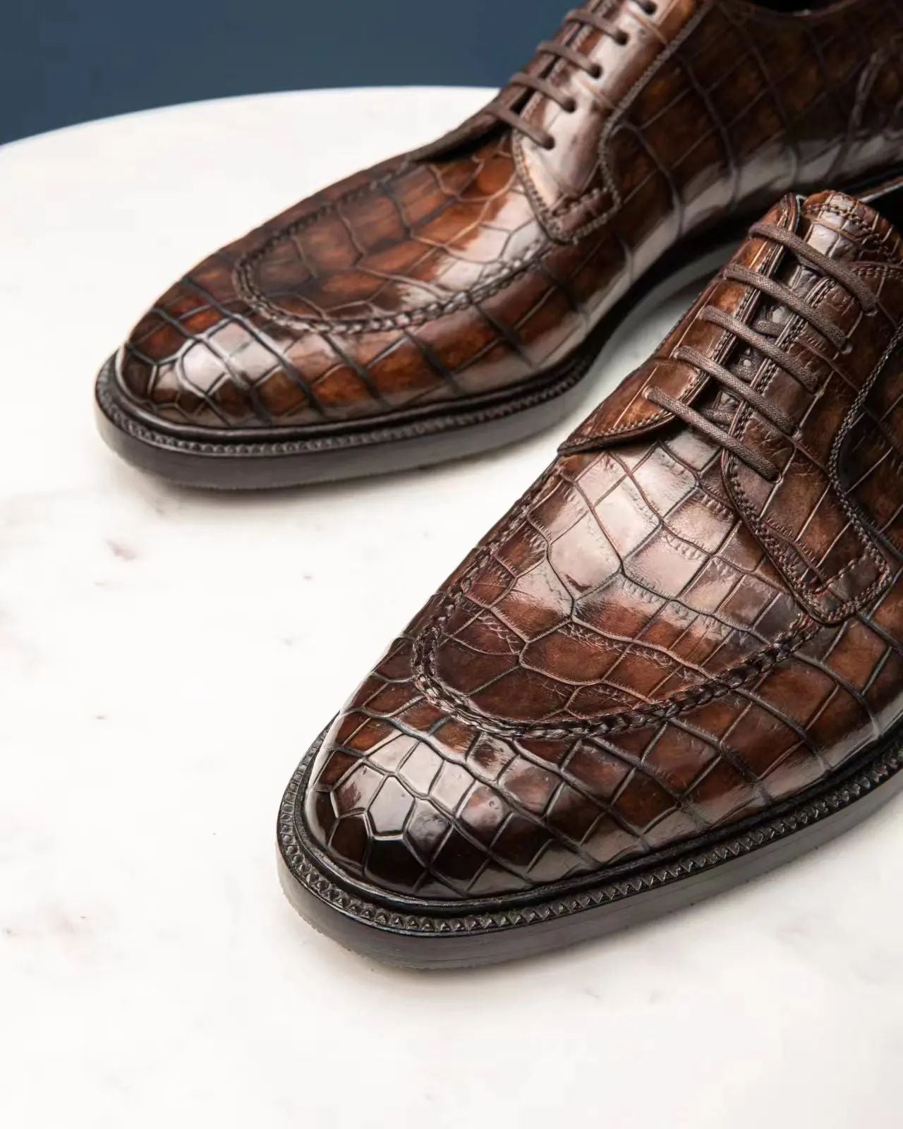 Tan Leather With Animal Print Niklaus Lace Up  Derby Shoes - Summer 2024 Collection