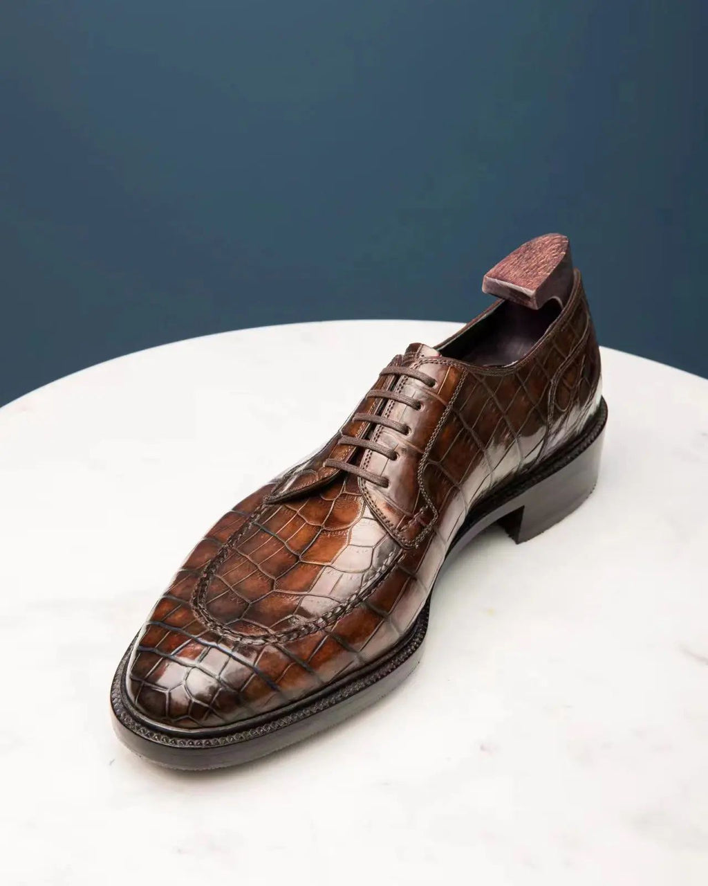 Tan Leather With Animal Print Niklaus Lace Up  Derby Shoes - Summer 2024 Collection