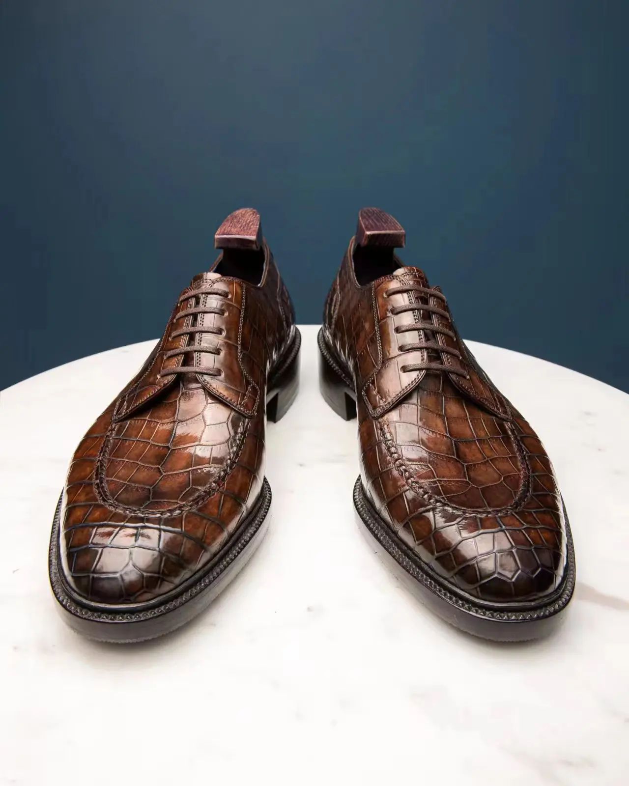 Tan Leather With Animal Print Niklaus Lace Up  Derby Shoes - Summer 2024 Collection