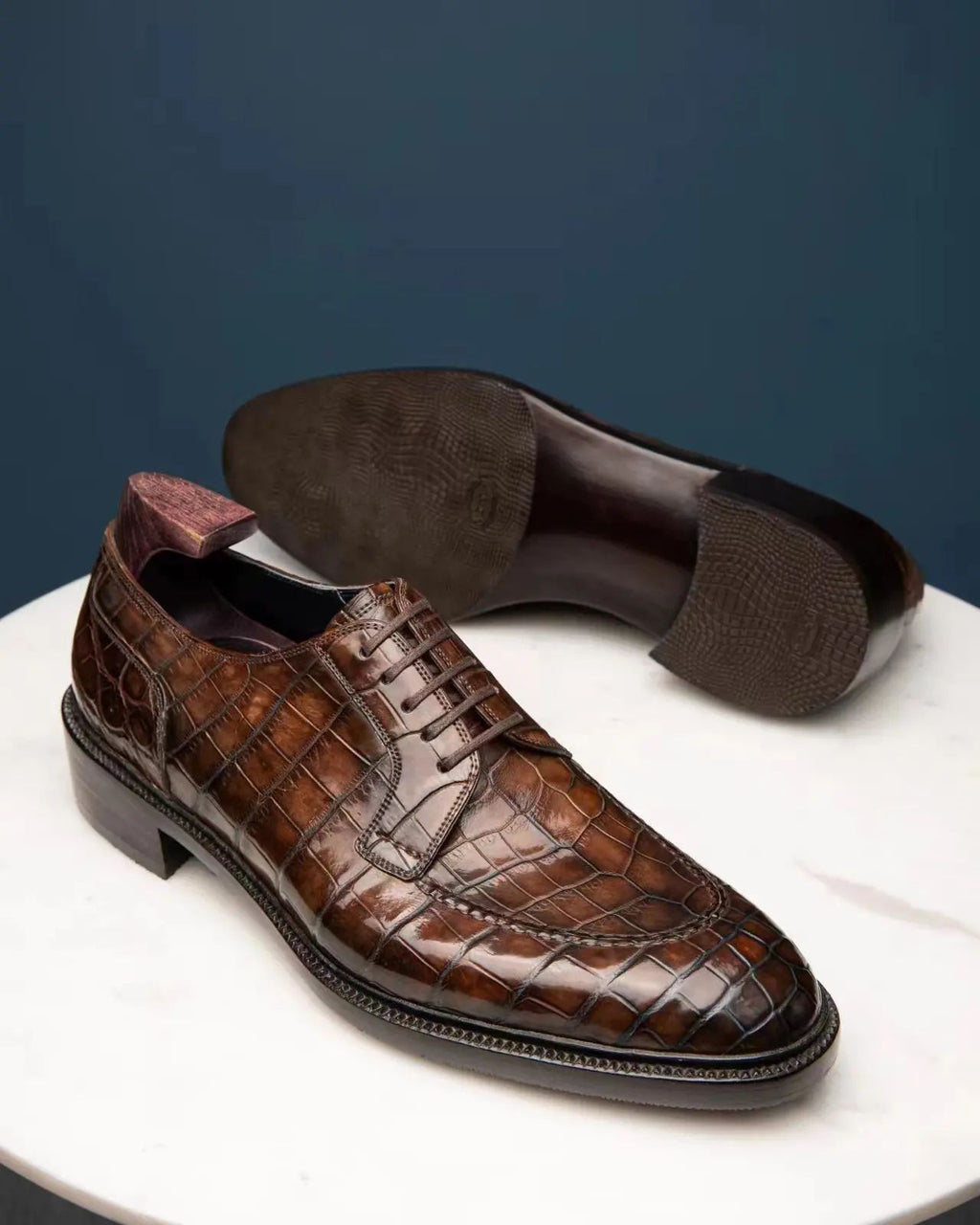 Tan Leather With Animal Print Niklaus Lace Up  Derby Shoes - Summer 2024 Collection