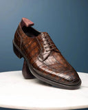 Tan Leather With Animal Print Niklaus Lace Up  Derby Shoes - Summer 2024 Collection