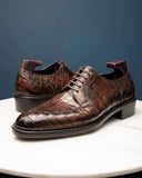 Tan Leather With Animal Print Niklaus Lace Up  Derby Shoes - Summer 2024 Collection