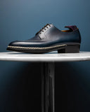 Navy Blue Leather Sharp Style Lace Up Derby Shoes - Summer 2024 Collection