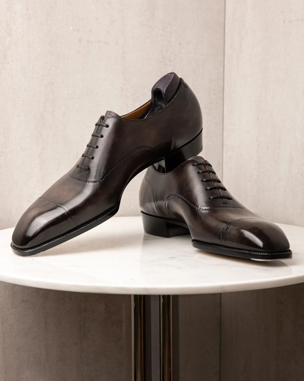 Brown Leather Oxford Suave Step Lace Up Shoes - Summer 2024 Collection
