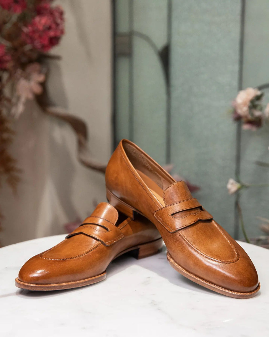 Tan Leather Urban Chic Slip-On Loafers   - Summer 2024 Collection