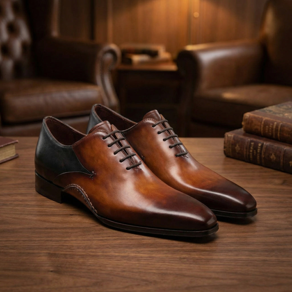 Height Increasing Black & Tan Leather Bowral Oxfords Shoes