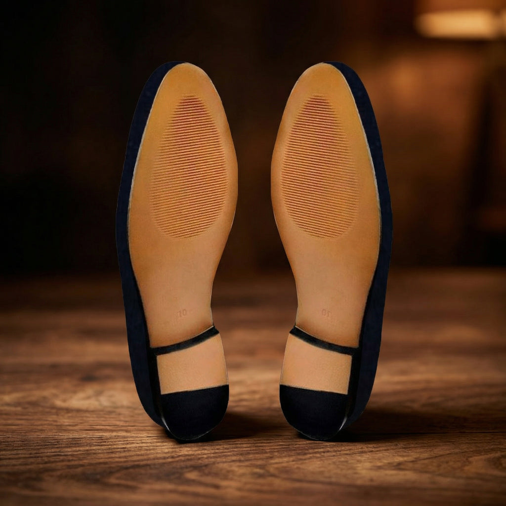 Blue Velvet Dragons Embroidered Loafers