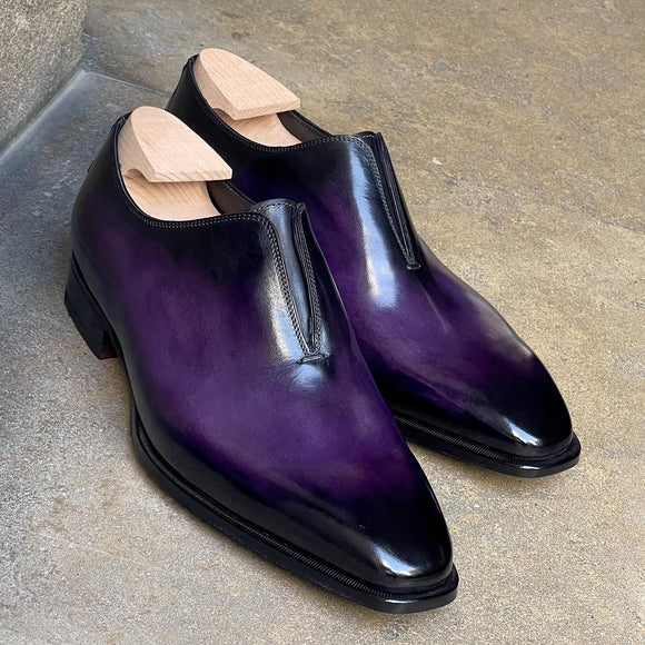 Purple Leather Lavender Luxe Whole Cut Loafer Shoes