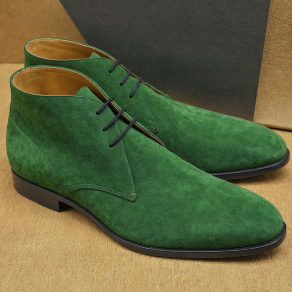 Green Suede Leather Gabrovo Chukka Lace Up Boots