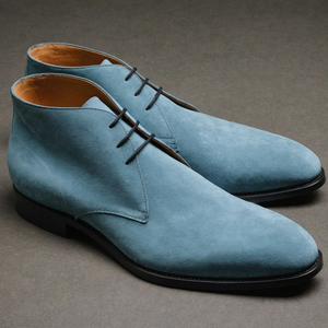 Blue Suede Leather Gabrovo Chukka Lace Up Boots