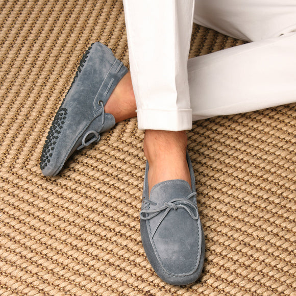 Light Blue Suede Ophelia Driving Loafers 