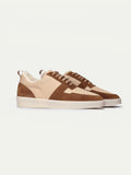 Tan Suede and Cream Suede Astrid Fleece Lined Lace Up Sneakers