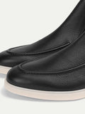 Black Leather Pateros Chelsea Boots with White Sole
