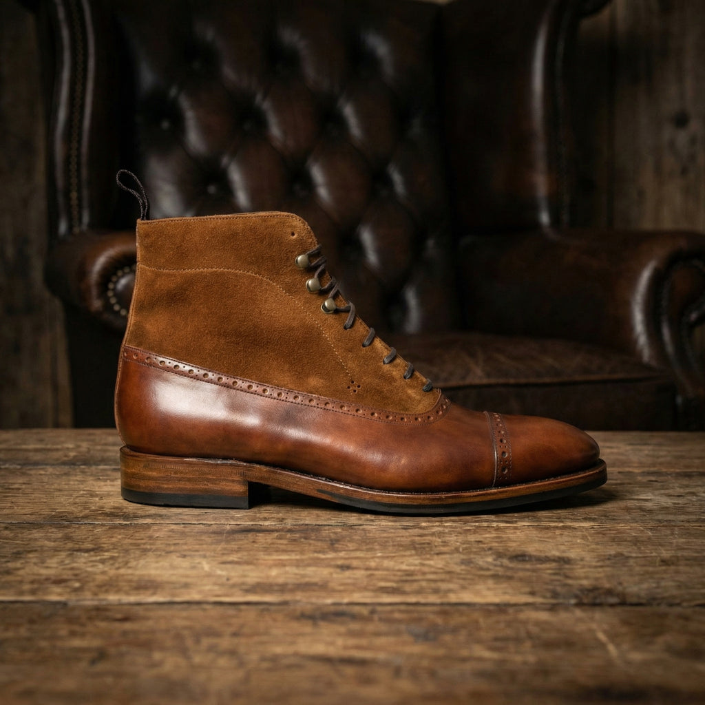 Tan Leather & Suede Clifton Lace Up Boots