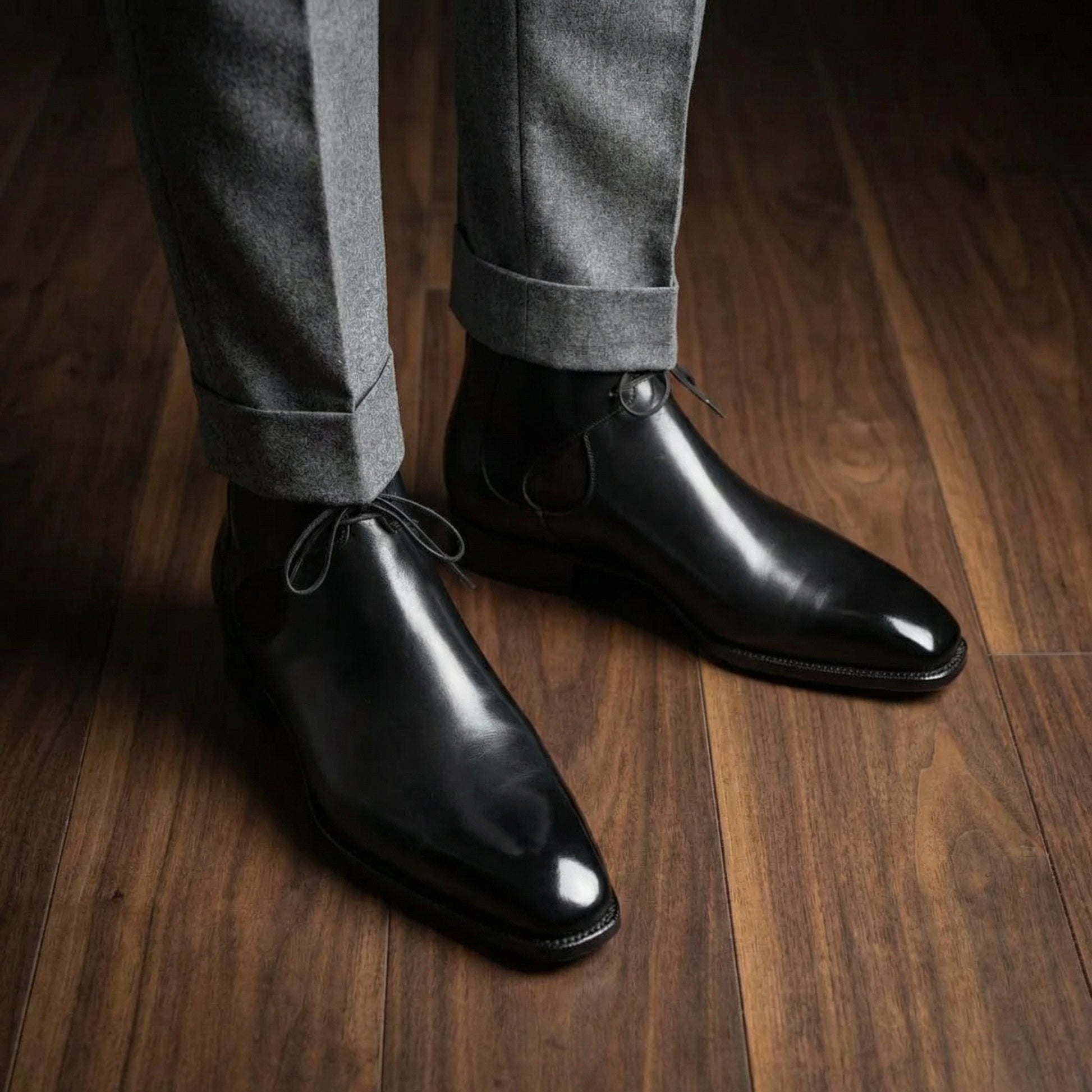 Black Leather Cowra Chelsea Boots