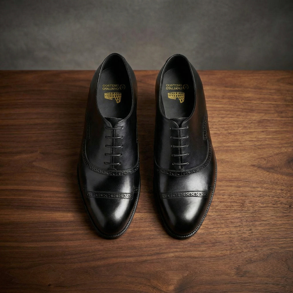 Black Leather Broxtowe Brogue Oxfords