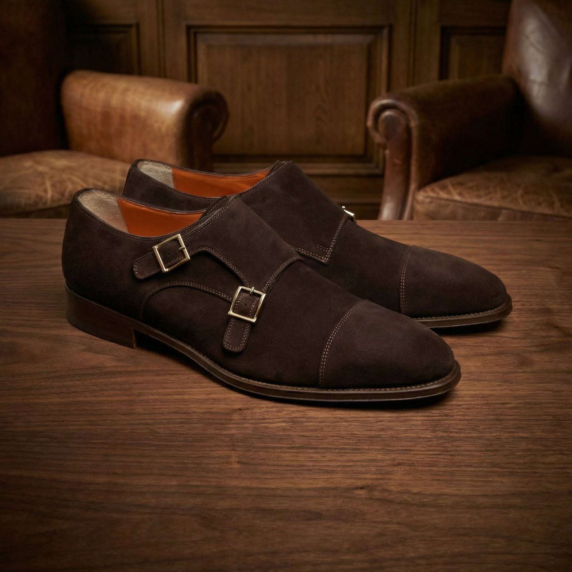 Brown Suede Castle Monk Straps