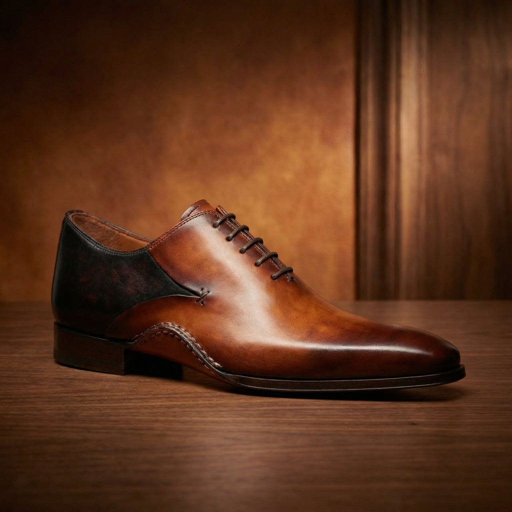 Height Increasing Black & Tan Leather Bowral Oxfords Shoes