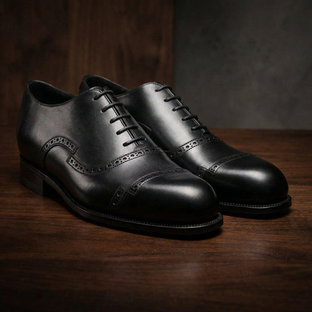 Black Leather Broxtowe Brogue Oxfords