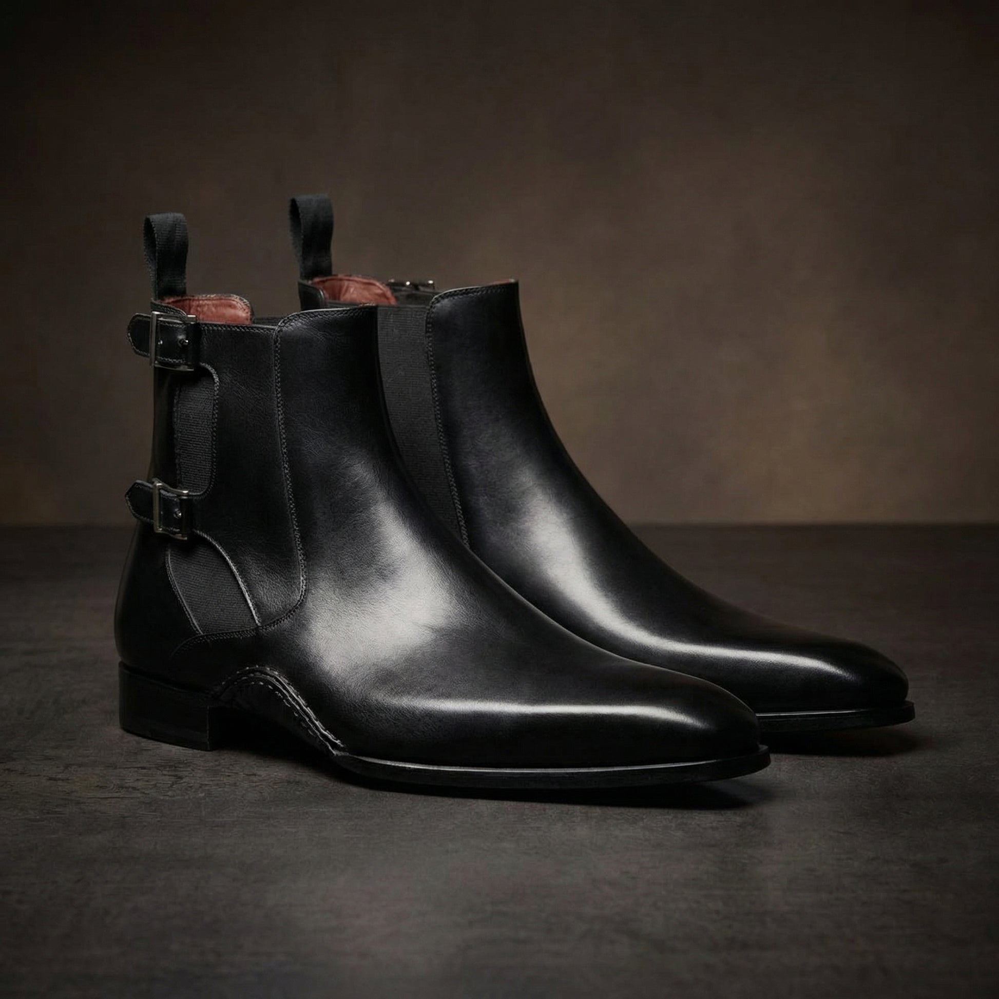 Black Leather Dubbow Chelsea Boots