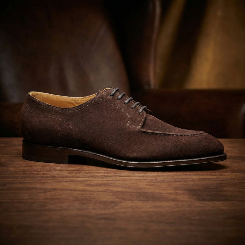 Height Increasing Brown Suede Hamlet Derby Shoes