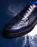 Dark Navy Blue Leather Lace Up BlancWalk Sneakers - Summer 2024 Collection