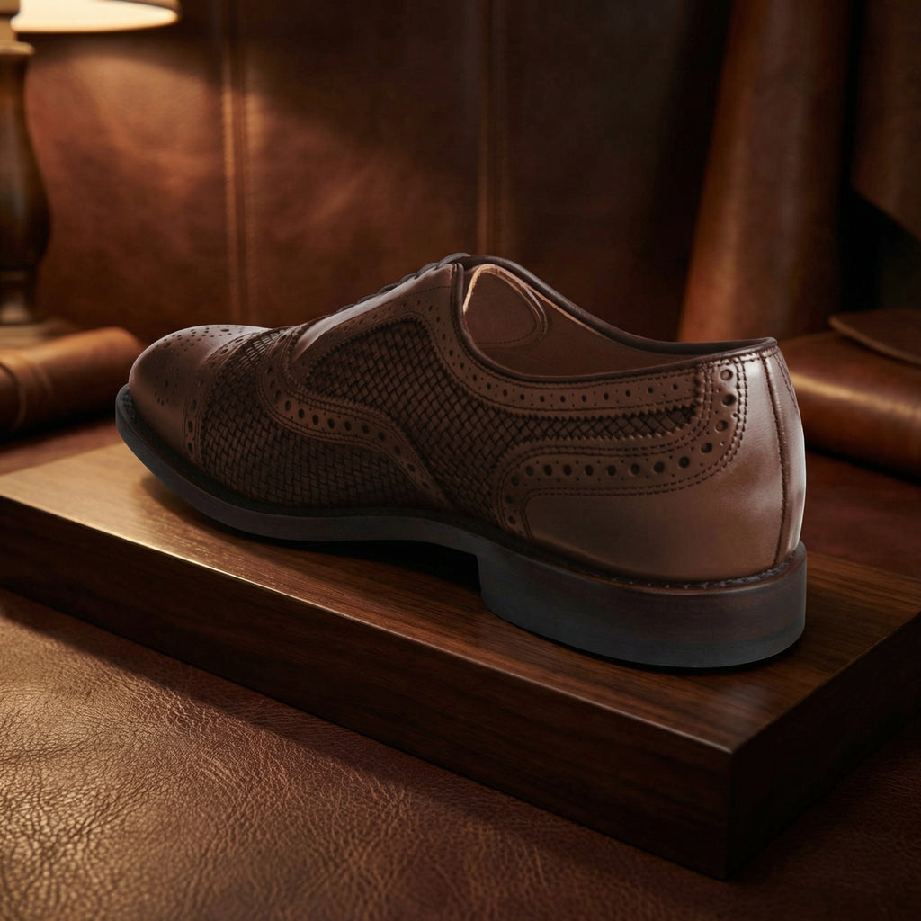 Brown Braided Leather Morice Brogue Oxfords - ITALIAN AW26