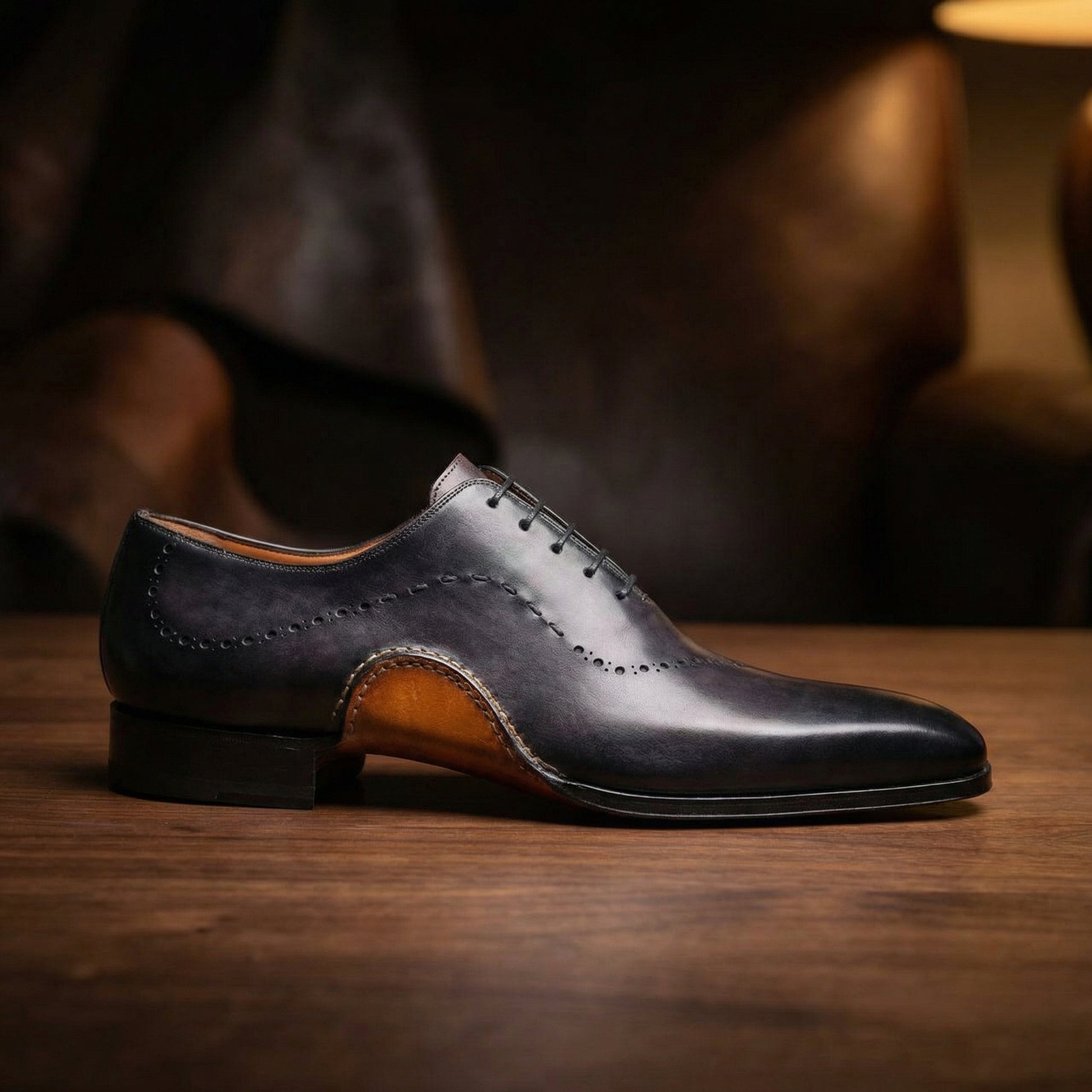 Black Leather Camden Oxfords Shoes