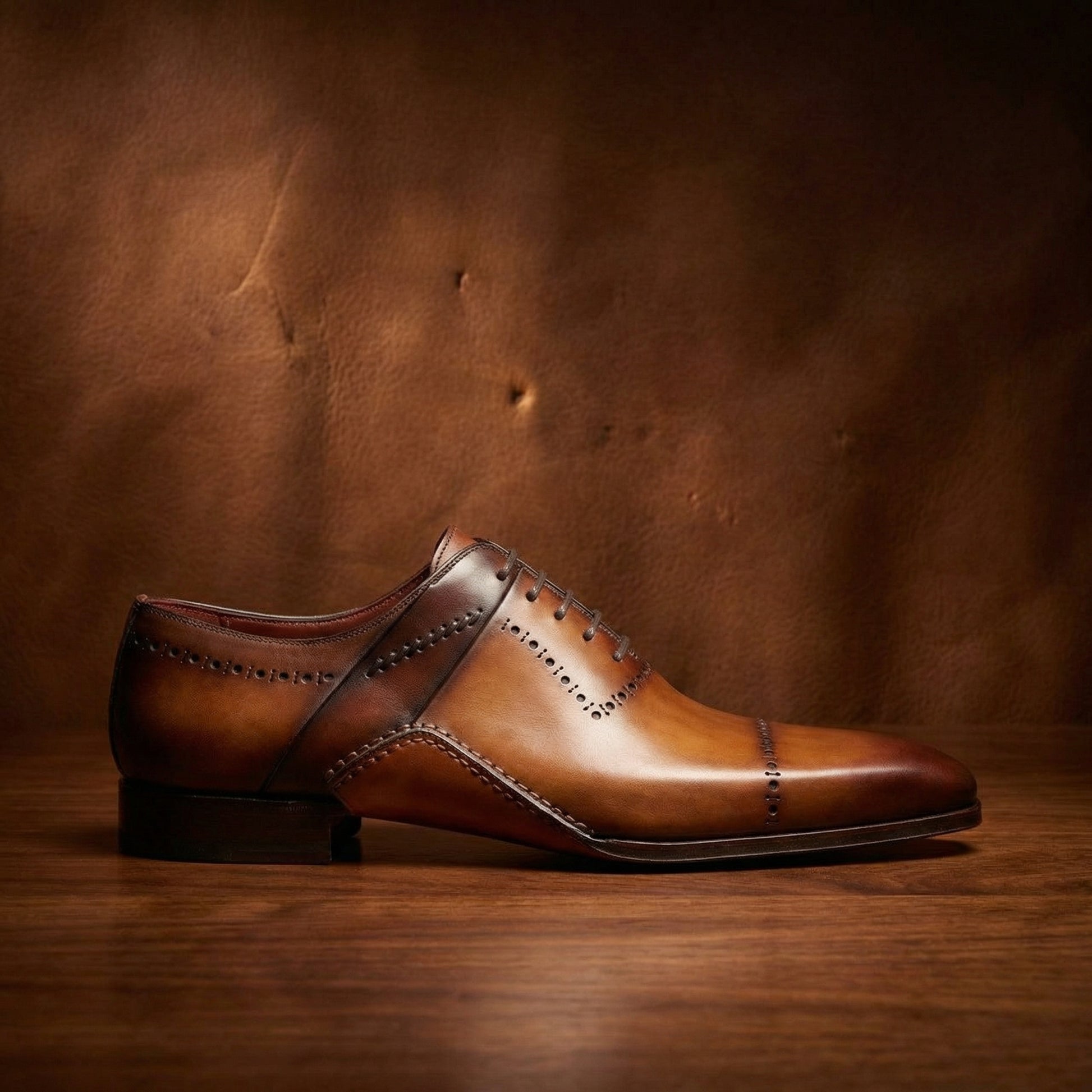 Tan Leather Canberra Oxfords Shoes