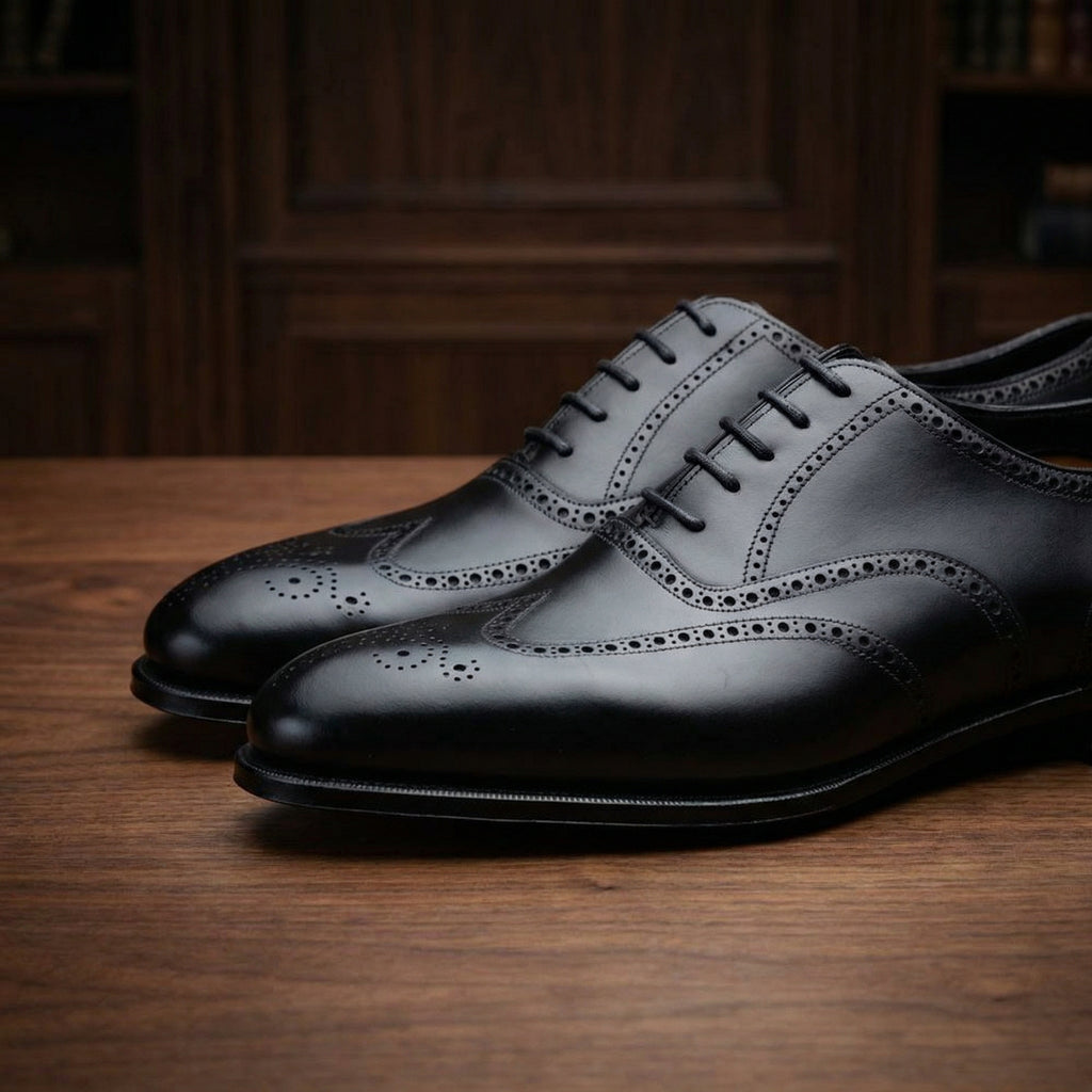 Black Leather Gedling Brogue Oxfords