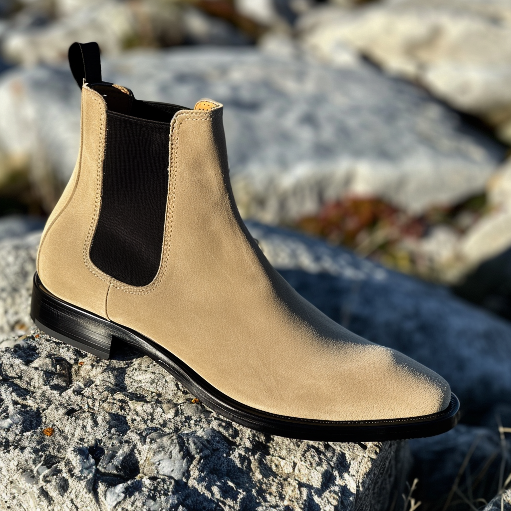 Beige Suede Benedetto Chelsea Boot – Costoso Italiano