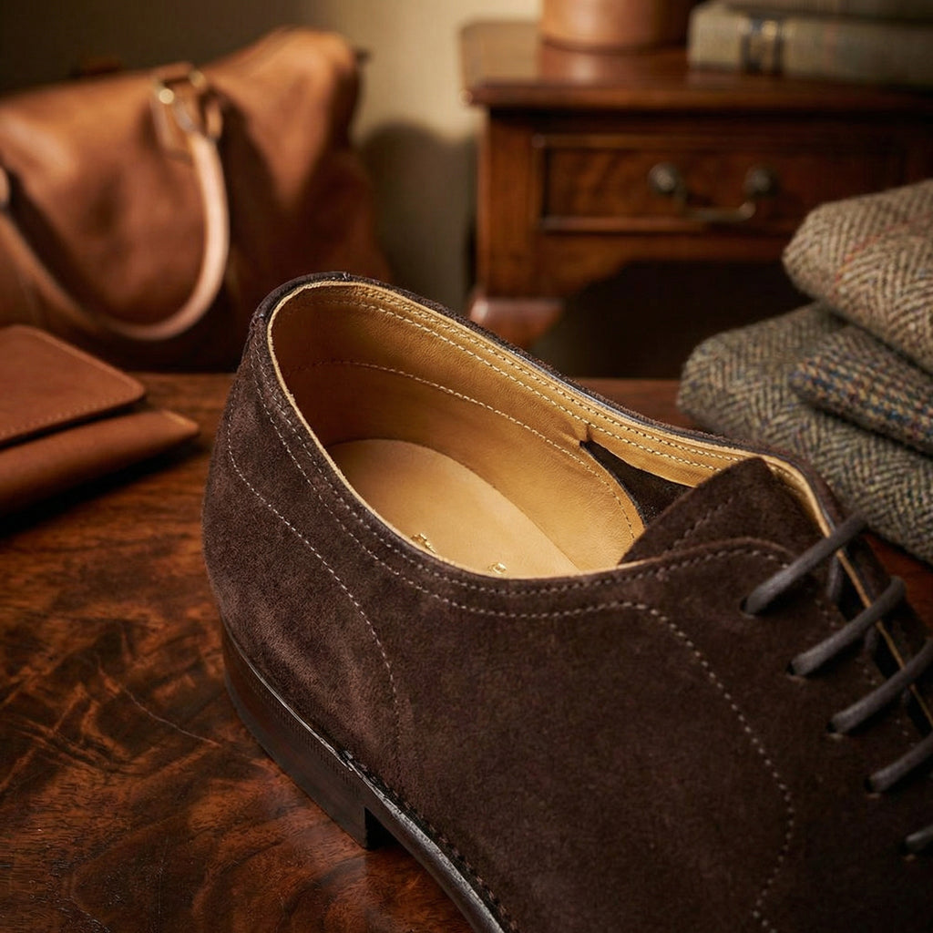Height Increasing Brown Suede Hamlet Derby Shoes