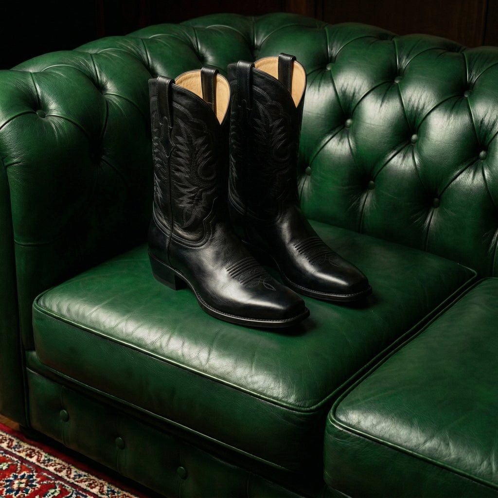 Black Leather Lucente Cowboy Boot