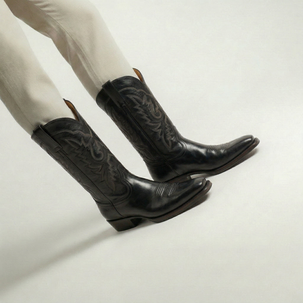 Black Leather Lucente Cowboy Boot