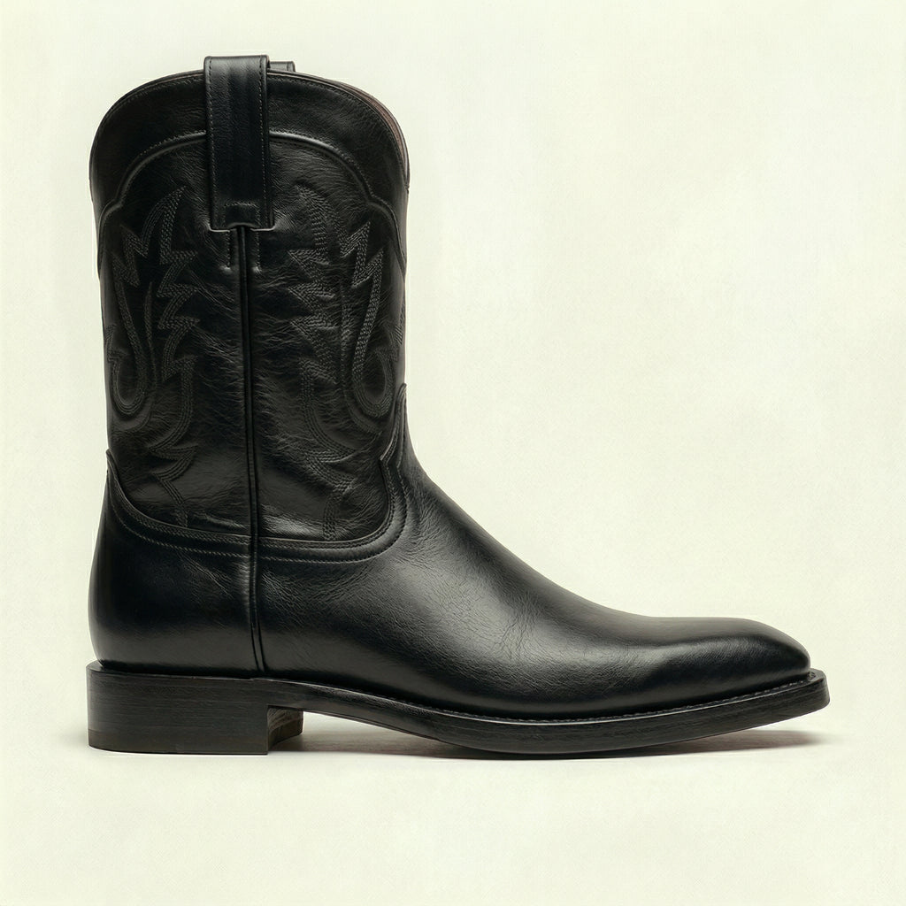 Black Leather Lucente Cowboy Boot