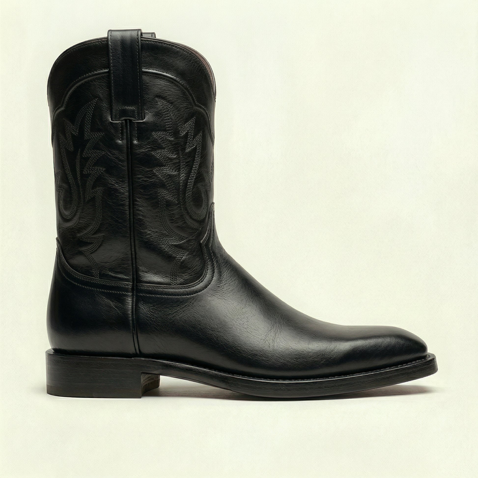 Black Leather Lucente Cowboy Boot