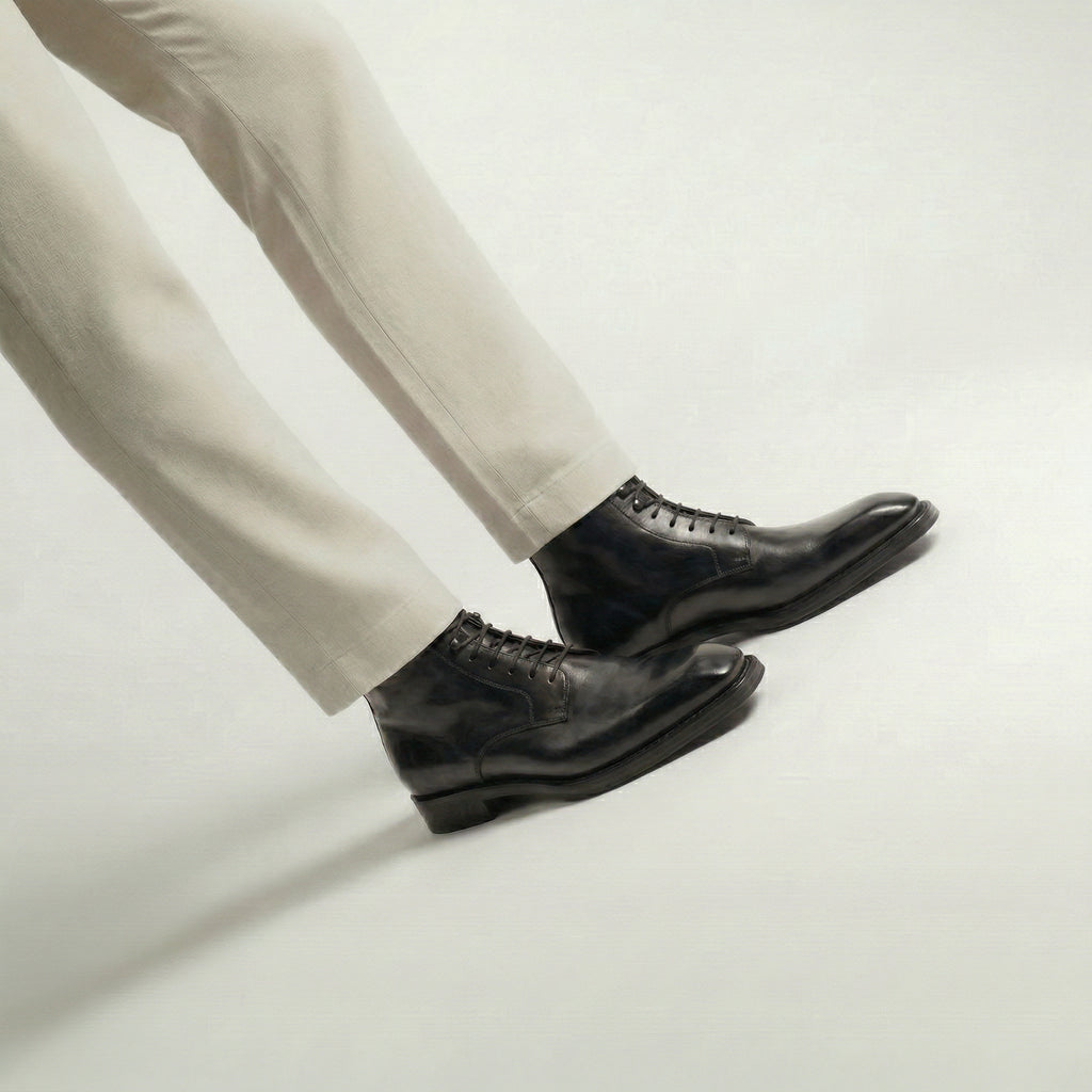 Black Leather Lucente Derby Boot
