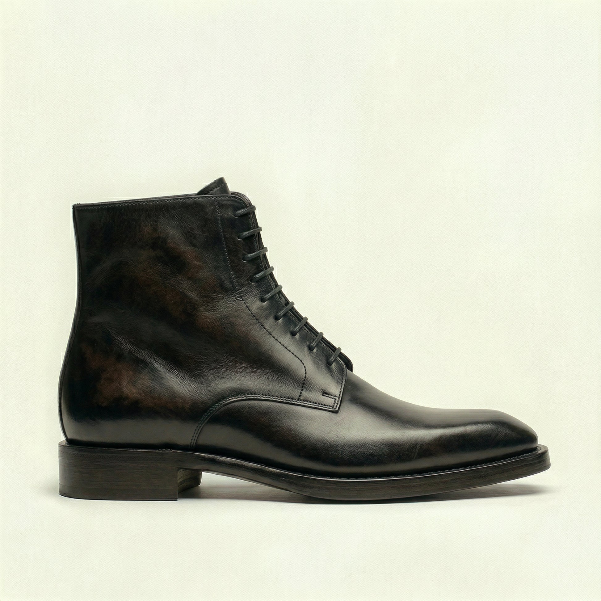 Black Leather Lucente Derby Boot