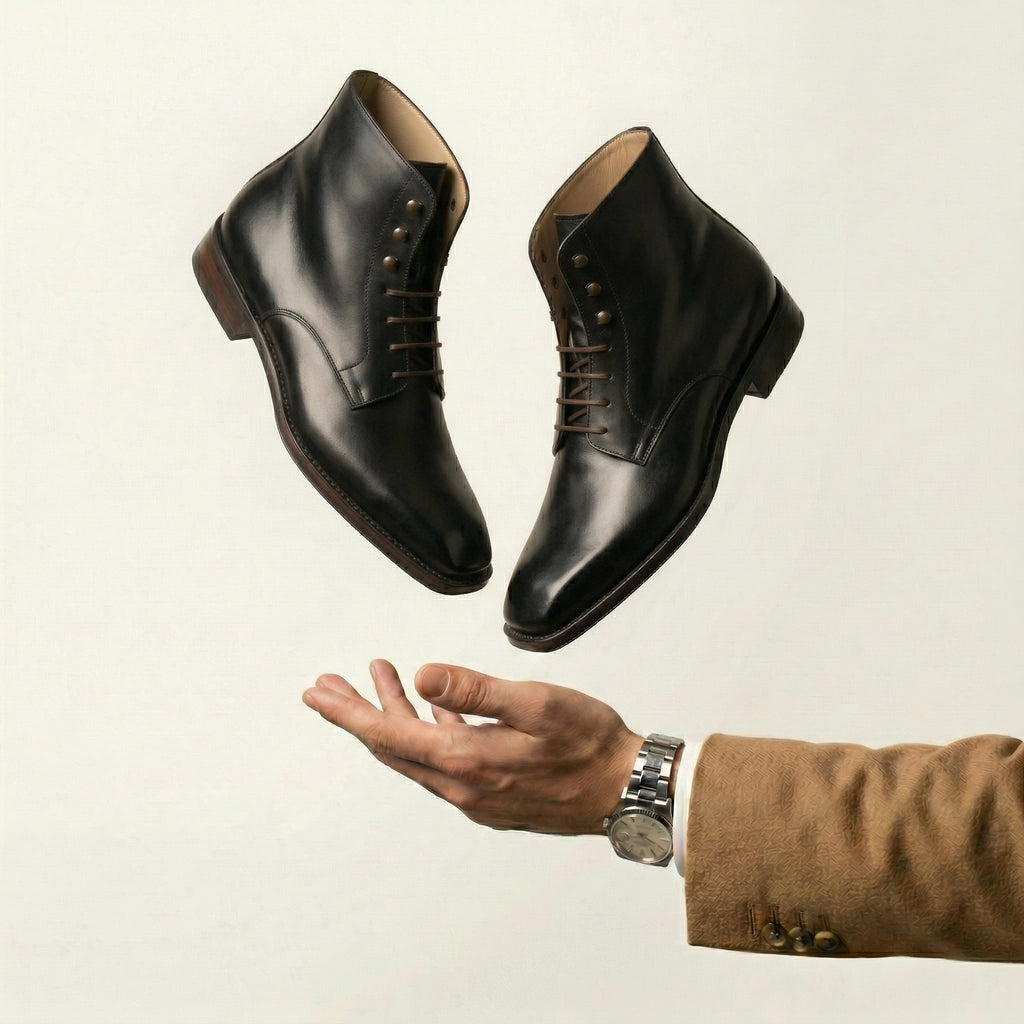 Black Leather Lucente Derby Boot