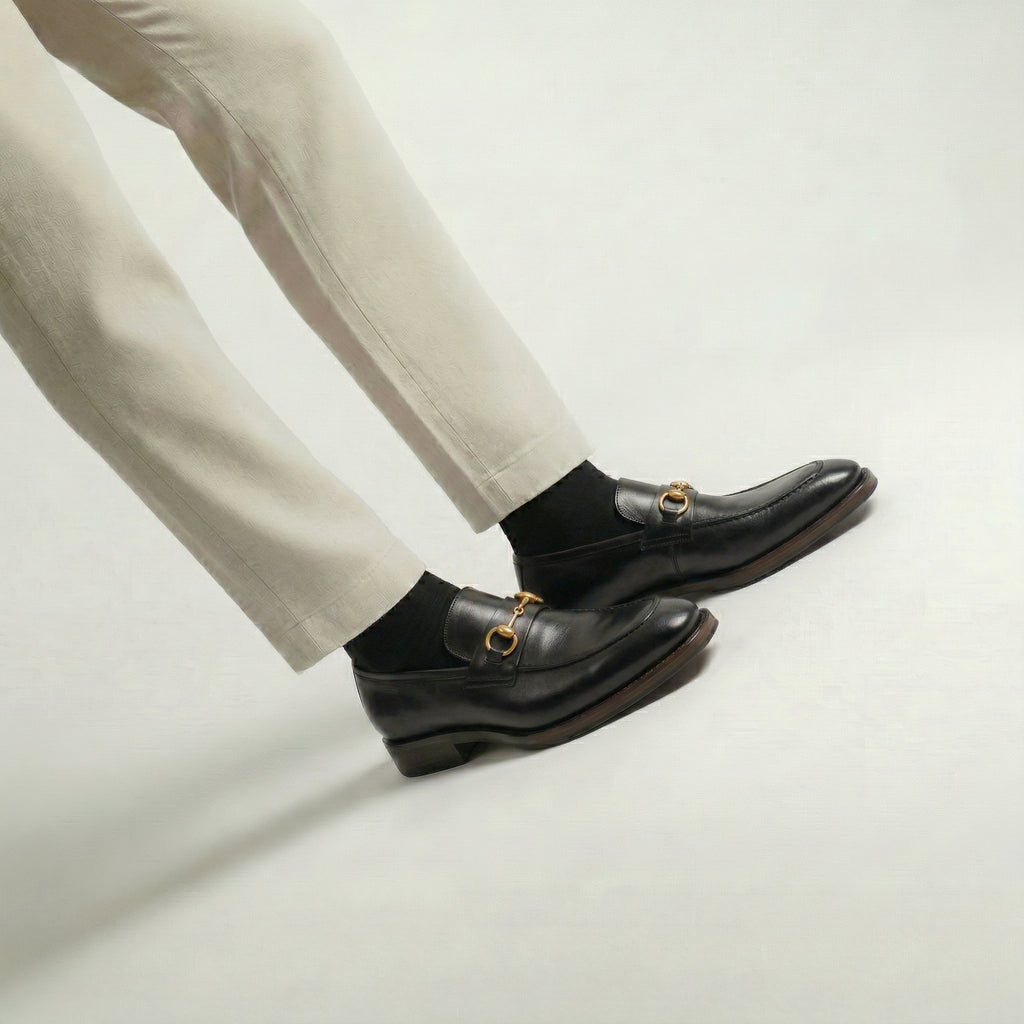 Black Leather Lucente Horse Bit Loafer