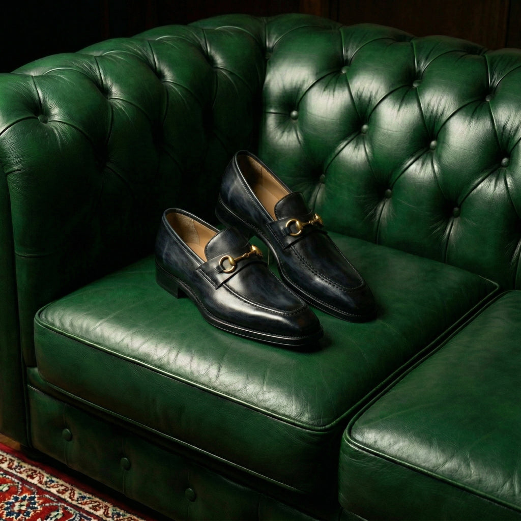 Black Leather Lucente Horse Bit Loafer