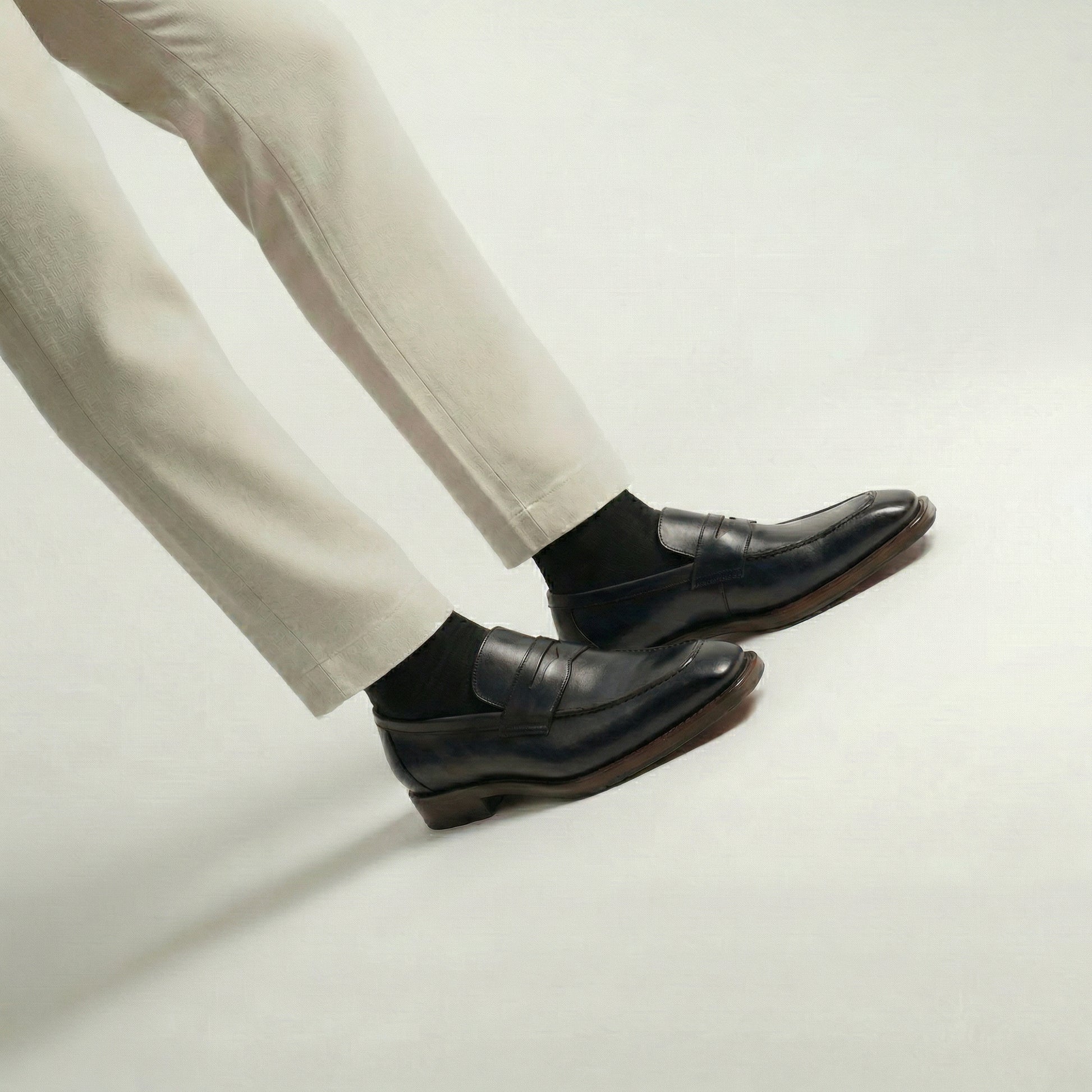 Black Leather Lucente Penny Loafer Shoes