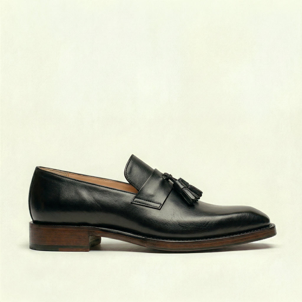 Black Leather Lucente Tassel Loafers