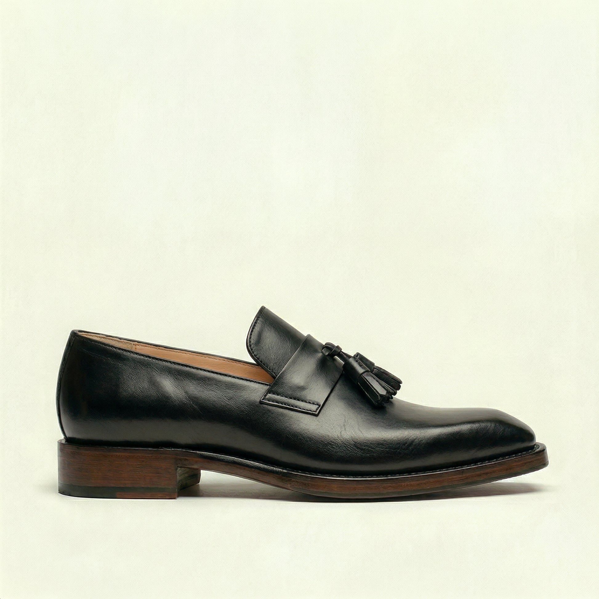 Black Leather Lucente Tassel Loafers