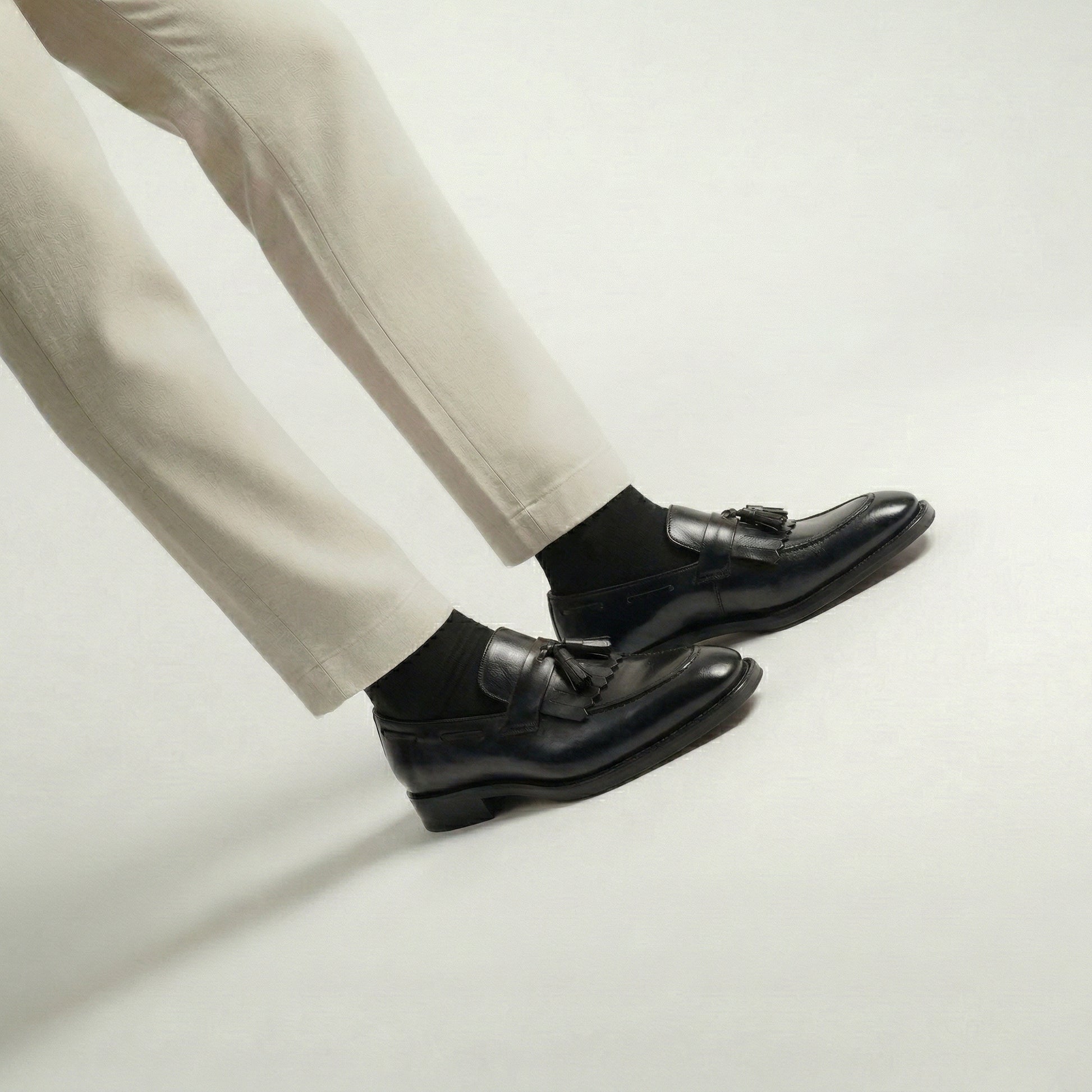 Black Leather Lucente Tassel Loafers