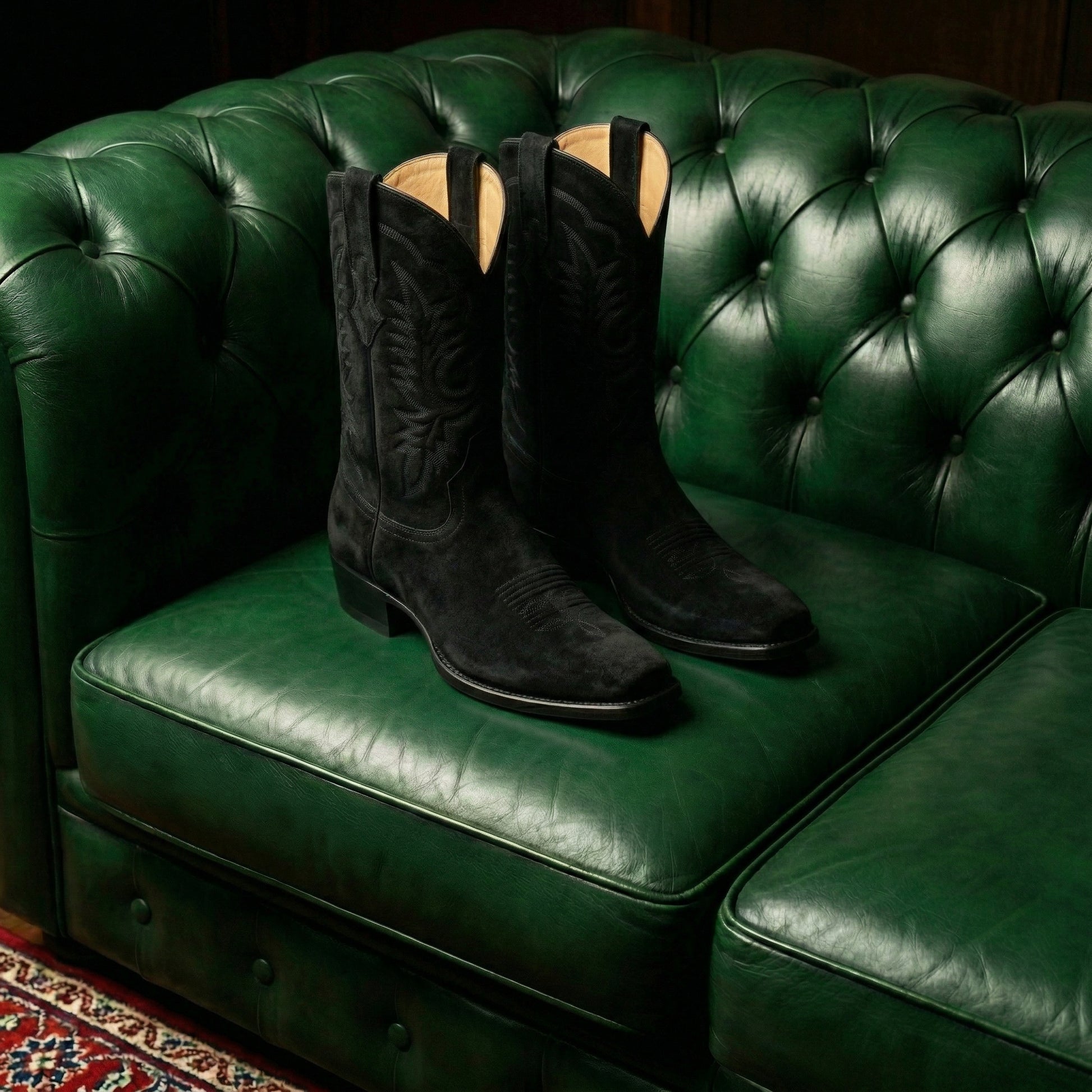 Black Suede Lucente Cowboy Boot