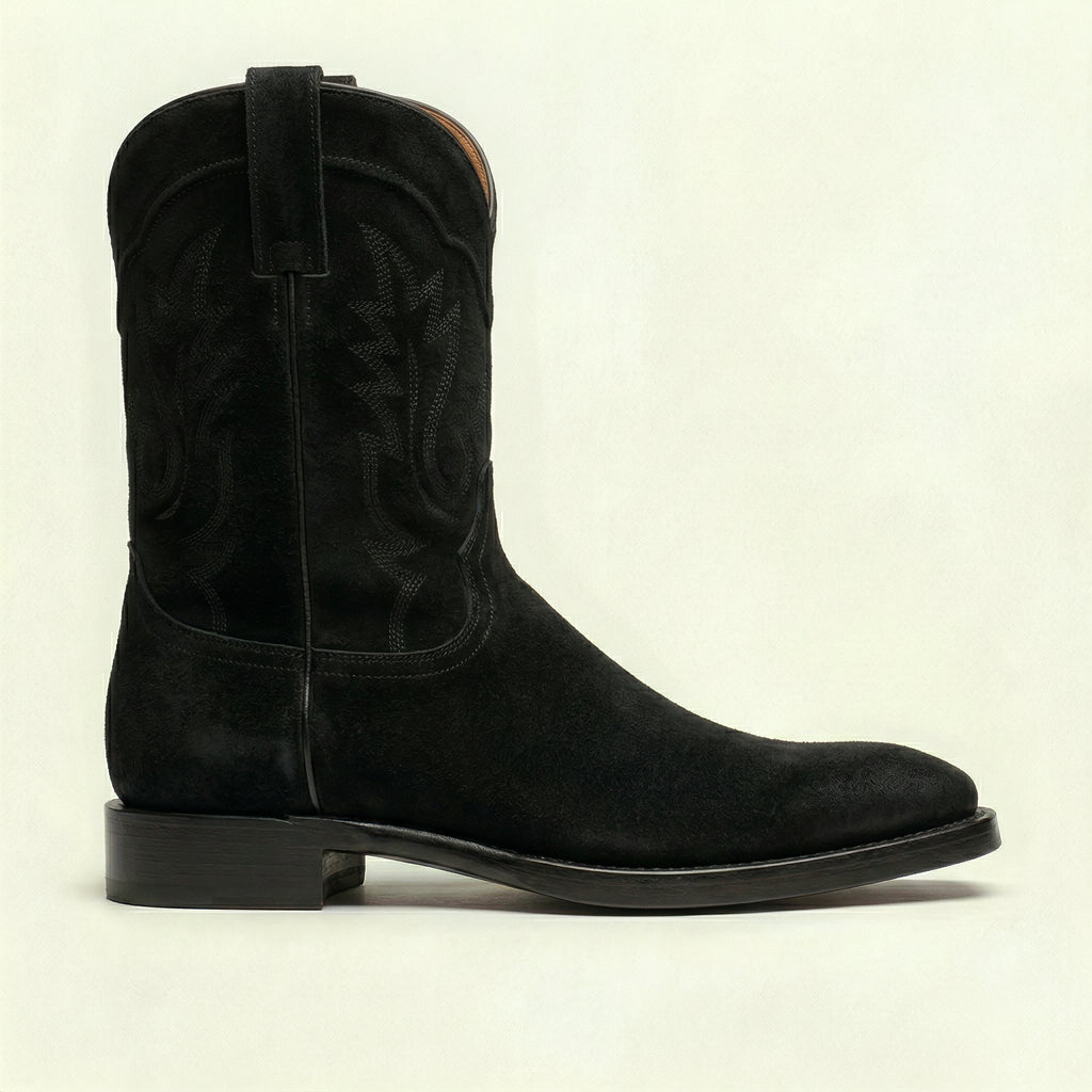 Black Suede Lucente Cowboy Boot