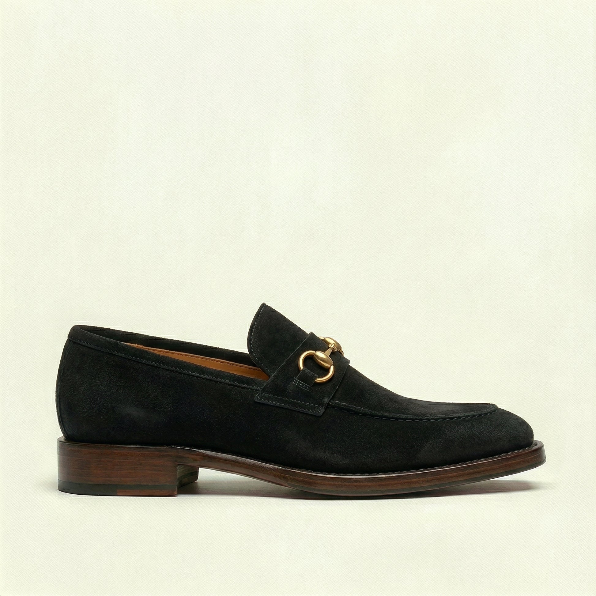 Black Suede Lucente Horse Bit Loafer