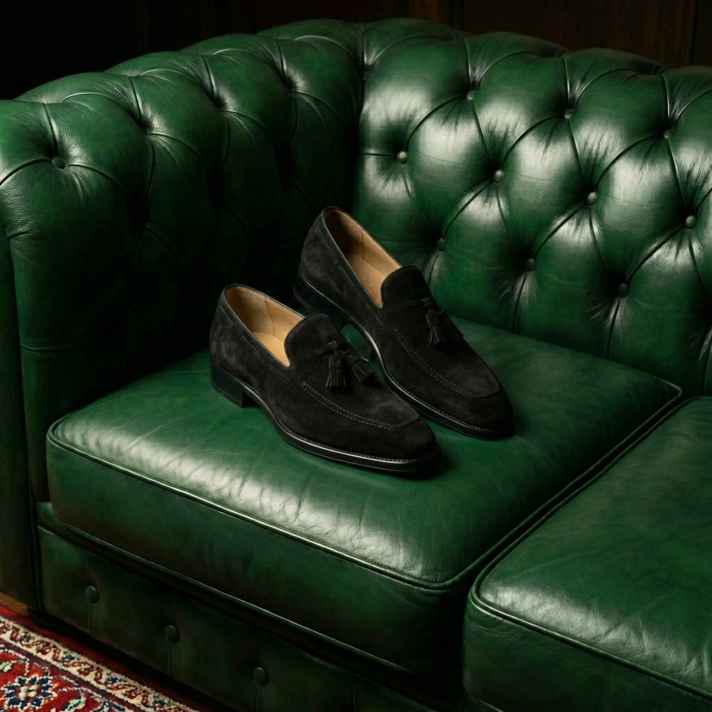 Black Suede Lucente Tassel Loafers